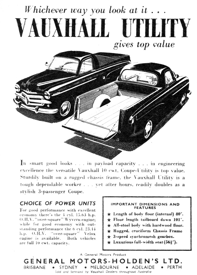 1954 Vauxhall Coupe Utilities Wyvern Velox GMH